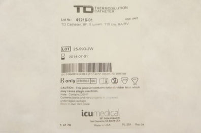 41216-01 ~ ICU Medical TD Cath 8F 5 lumen 110cm RA/RV (x) ~ Lot of 6